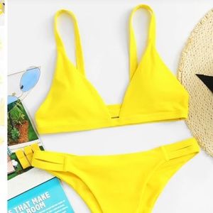 Caged Back Ruched Detail Bikini Set